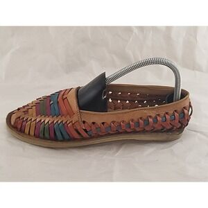 Hortegas Calza Mexico Flats Women Sz 7 Multicolor Woven Festive Boho Cottagecore